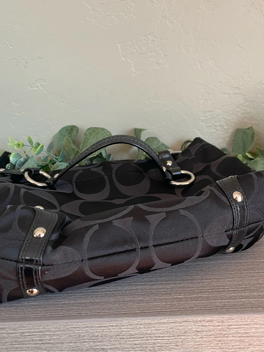 Coach Y2K Vintage Medium Carly Shoulder Bag 10619 Black Signature Jacquard Brass - Picture 3 of 5